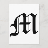 Lettre M Ancien texte anglais sur Arrière - plan b