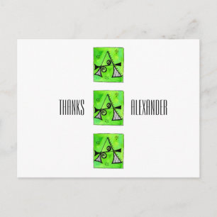 Carte Postale Lettre monogramme A Nom Merci lunaire
