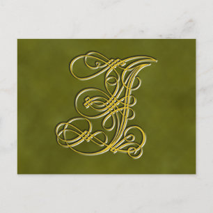 Carte Postale Lettre Monogramme I fantaisie, couleur Personnalis