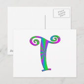 Carte Postale Lettre monogramme T Fun (Devant / Derrière)