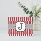 Carte Postale LETTRE MONOGRAPHIQUE BLANC ROUGE J Chevron (Debout devant)