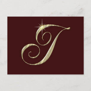 Carte Postale LETTRE MONOGRAPHIQUE D'OR I initiales