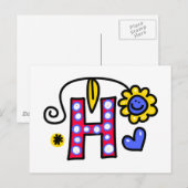 Carte Postale LETTRE MONOGRAPHIQUE H MOT DE VOEUX Expression (Devant / Derrière)