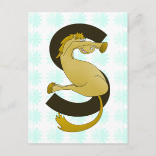 Carte Postale LETTRE MONOGRAPHIQUE S Pony Motif Fleur détendu