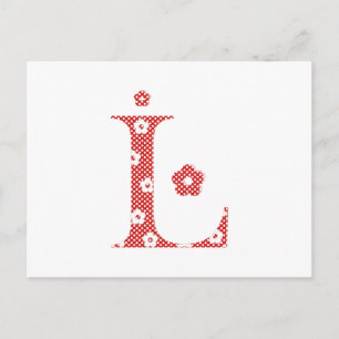 Carte Postale LETTRE Motif Fleur L(rouge)