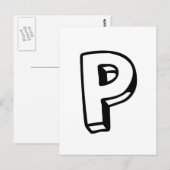 Carte Postale Lettre P (Devant / Derrière)