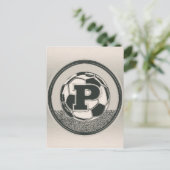 Carte Postale LETTRE P Médaille d'argent Monogramme de football (Debout devant)