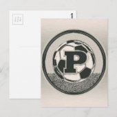 Carte Postale LETTRE P Médaille d'argent Monogramme de football (Devant / Derrière)