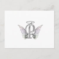 Lettre P Monogramme initial avec ailes angéliques 