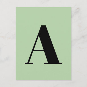 Carte Postale Lettre personnalisée Alphabet Vert minimaliste m