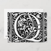 Carte Postale Lettre Q Monogramme médiéval Art Nouveau (Devant / Derrière)