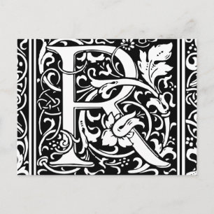 Carte Postale Lettre R Monogramme médiéval Art Nouveau