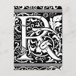 Carte Postale Lettre R Monogramme médiéval Art Nouveau