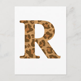 Carte Postale Lettre R Prénom Monogramme Empreinte de léopard in