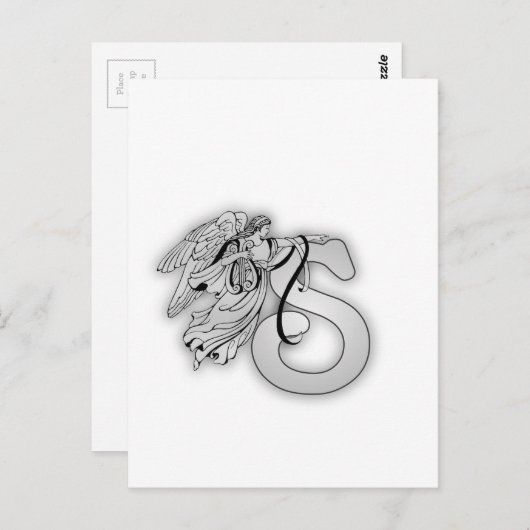 Carte Postale Lettre S Angle Monogramme initial (Devant / Derrière)