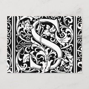 Carte Postale Lettre S Monogramme Médiéval Initiale Vintage