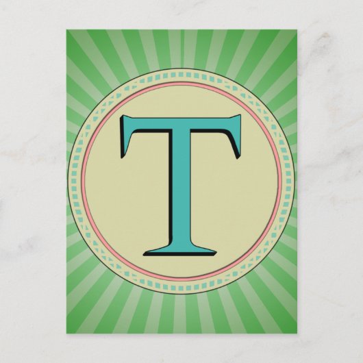 CARTE POSTALE LETTRE T MONOGRAM (Devant)