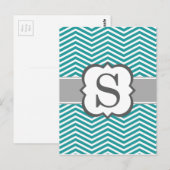 Carte Postale LETTRE turquoise MONÂTRE BLANC S Chevron (Devant / Derrière)