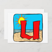 Carte Postale Lettre U des idées de mariage sur la plage (Devant / Derrière)