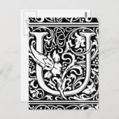 Carte Postale Lettre U Monogramme médiéval Art Nouveau (Devant / Derrière)
