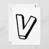 Carte Postale Lettre V (Devant / Derrière)