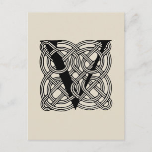 Carte Postale Lettre V Monogramme Impression de nœud celtique vi