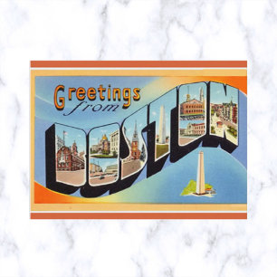 Carte Postale LETTRE vintage GRÂCE Boston Massachusetts