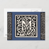 Carte Postale LETTRE vintage M ART NOUVEAU (Devant / Derrière)