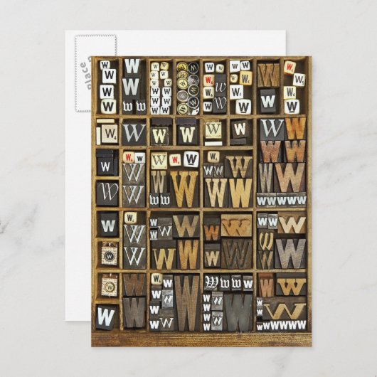 Carte Postale Lettre W (Devant / Derrière)