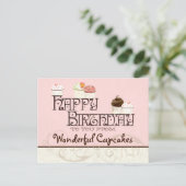 Carte Postale Lettre W Joyeux Anniversaire Cupcake Business Cart (Debout devant)