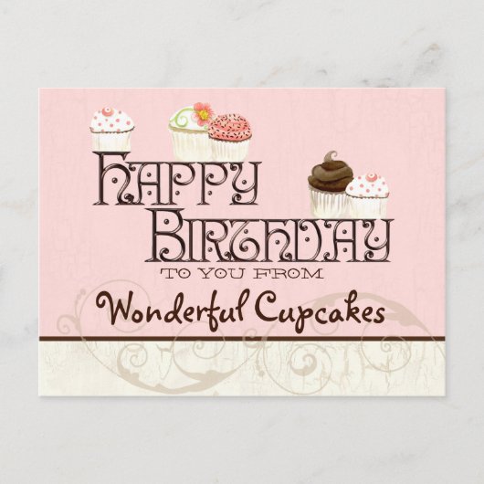Carte Postale Lettre W Joyeux Anniversaire Cupcake Business Cart (Devant)
