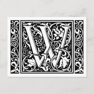 Carte Postale Lettre W Médiévale Monogramme Art Nouveau