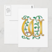 Carte Postale Lettre W Monogramme (Devant / Derrière)