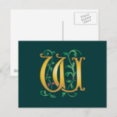 Carte Postale Lettre W Monogramme (Devant / Derrière)