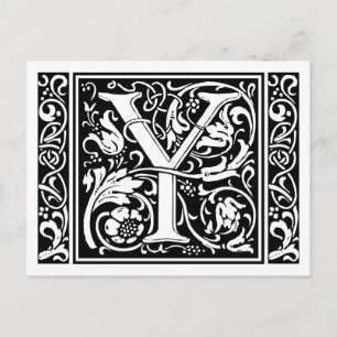Carte Postale Lettre Y Monogramme Médiéval Art Nouveau