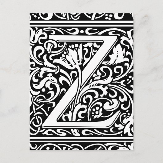 Carte Postale Lettre Z Monogramme médiéval Art Nouveau (Devant)