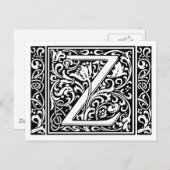 Carte Postale Lettre Z Monogramme médiéval Art Nouveau (Devant / Derrière)