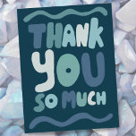Carte Postale Lettres à bulles colorées Merci bleu<br><div class="desc">Carte faite à la main pour vous ! Customisez avec votre propre texte ou modifiez les couleurs. Consultez ma boutique pour plus de couleurs et de dessins ou faites-moi savoir si vous voulez quelque chose de personnalisé!</div>