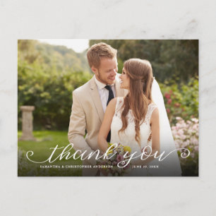 Carte Postale Lettres à la main deux Mariage photo Merci