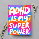 Carte Postale Lettres bulles ADHD Super Power Fun sur mesure<br><div class="desc">Carte faite à la main pour vous ! Customisez avec votre propre texte ou modifiez les couleurs. Consultez ma boutique pour plus de couleurs et de dessins ou faites-moi savoir si vous voulez quelque chose de personnalisé!</div>