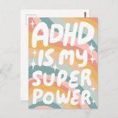 Carte Postale Lettres bulles ADHD Super Power Fun sur mesure (Devant / Derrière)