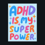 Carte Postale Lettres bulles ADHD Super Power Fun sur mesure<br><div class="desc">Carte faite à la main pour vous ! Customisez avec votre propre texte ou modifiez les couleurs. Consultez ma boutique pour plus de couleurs et de dessins ou faites-moi savoir si vous voulez quelque chose de personnalisé!</div>