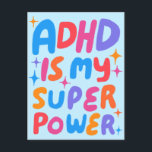 Carte Postale Lettres bulles ADHD Super Power Fun sur mesure<br><div class="desc">Carte faite à la main pour vous ! Customisez avec votre propre texte ou modifiez les couleurs. Consultez ma boutique pour plus de couleurs et de dessins ou faites-moi savoir si vous voulez quelque chose de personnalisé!</div>