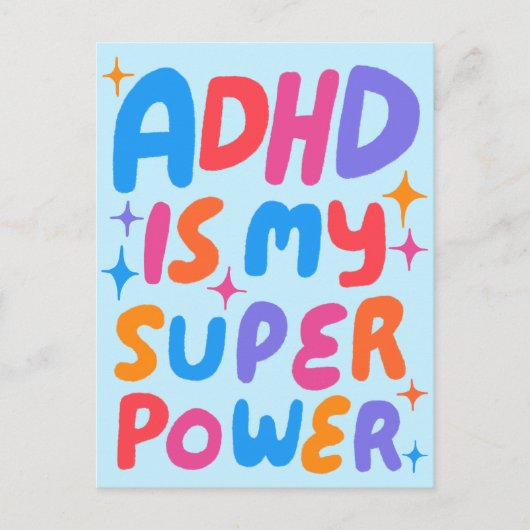 Carte Postale Lettres bulles ADHD Super Power Fun sur mesure (Devant)