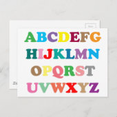 Carte Postale Lettres colorées d'ABC (Devant / Derrière)