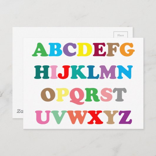 Carte Postale Lettres colorées d'ABC (Devant / Derrière)