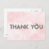 Carte Postale Lettres Contour Floral Merci (Devant / Derrière)