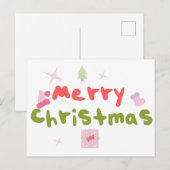 Carte Postale Lettres de bulle super Joyeux Arbre de Noël (Devant / Derrière)