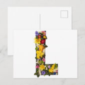 Carte Postale Lettres de l'alphabet fleurs (Devant / Derrière)