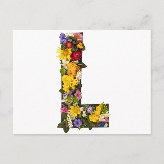 Carte Postale Lettres de l'alphabet fleurs (Devant)